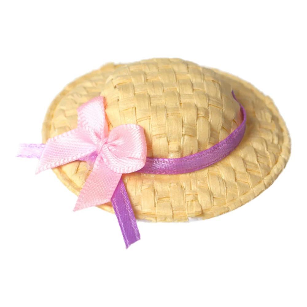 Straw Material Doll House Miniature Handmade Design Doll Sun Cap Doll Straw Hat Doll Accessories