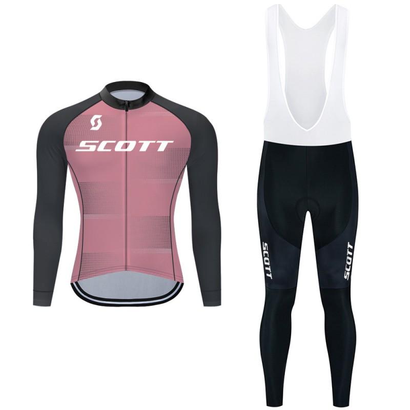 Mens Long Sleeve Cycling Jersey With Bib Straps Winter Sports Outdoor Riding Gear Breathable Quick Dry
