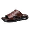 Men Genuine Leather Sandals Crocodile Print Casual Slipper Cushion Flip Flops Cool Beach Shoes