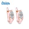 LSOOYH серьги цвета розового золота, модные серьги для женщин, серьги-гвоздики с полым цирконием, ювелирные изделия
