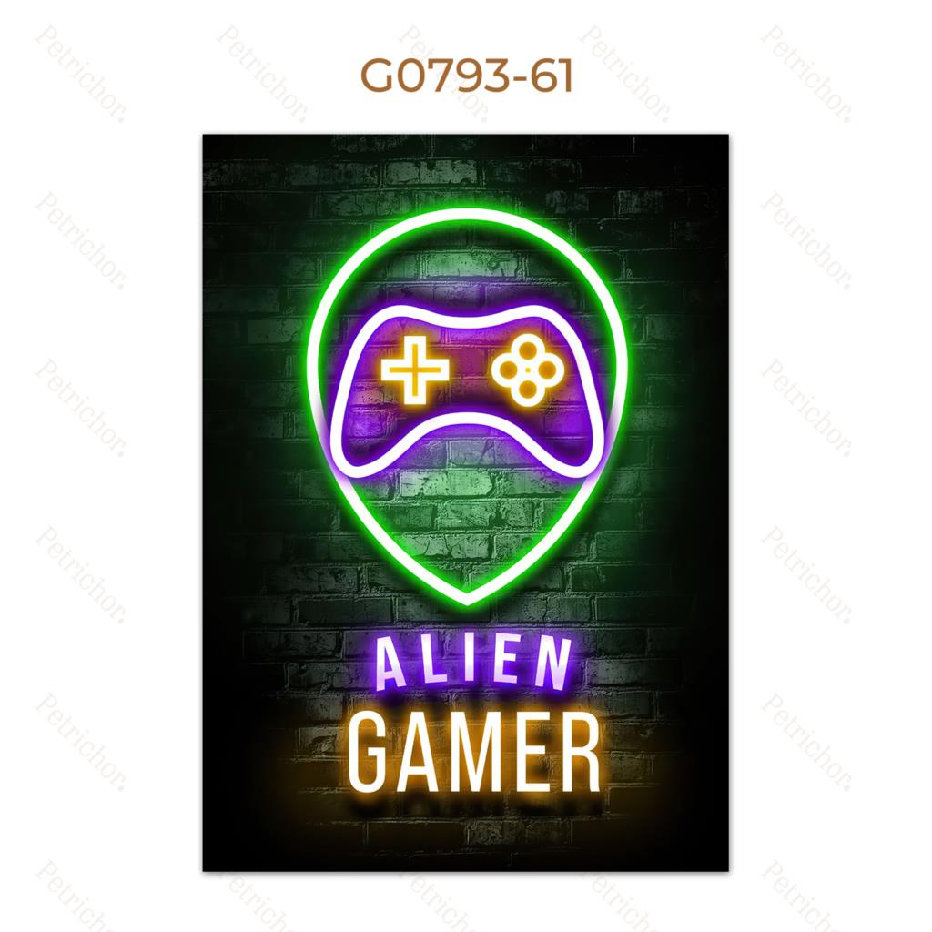 Modern Lights Gaming Zone Industrial Neon Wall Art Canvas Painting Posters Picture For Internet Cafe Bar Boy Room Home Decor