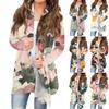 Women's Fashion Casual Christmas Print Medium Length Cardigan Jacket Coat