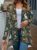 2025 Fashion Women's Animal Printed Long Sleeve Cardigan, Polyester Open Front, Lightweight Cover Up, Spring Autumn Casual Coat