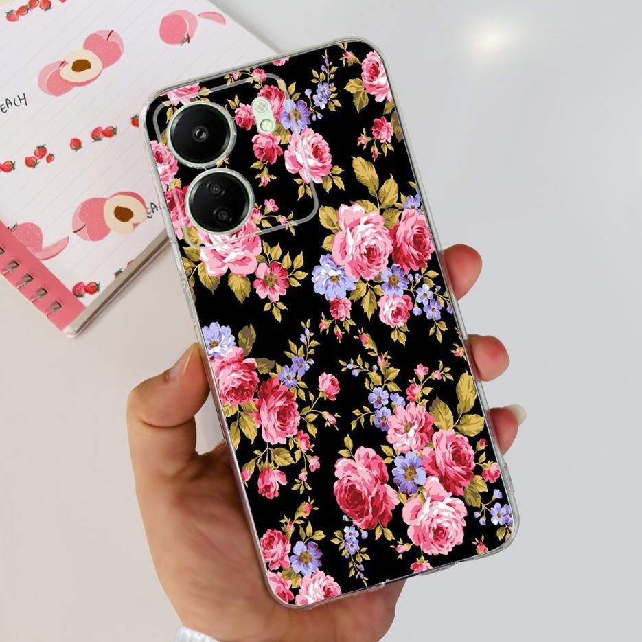 Чехол для Xiaomi Poco C65 Милый Кот Бабочка Мягкий ТПУ Чехол для Телефона Для Xiaomi Redmi 13C Redmi13C PocoC65 Fundas 6.74'' Бампер