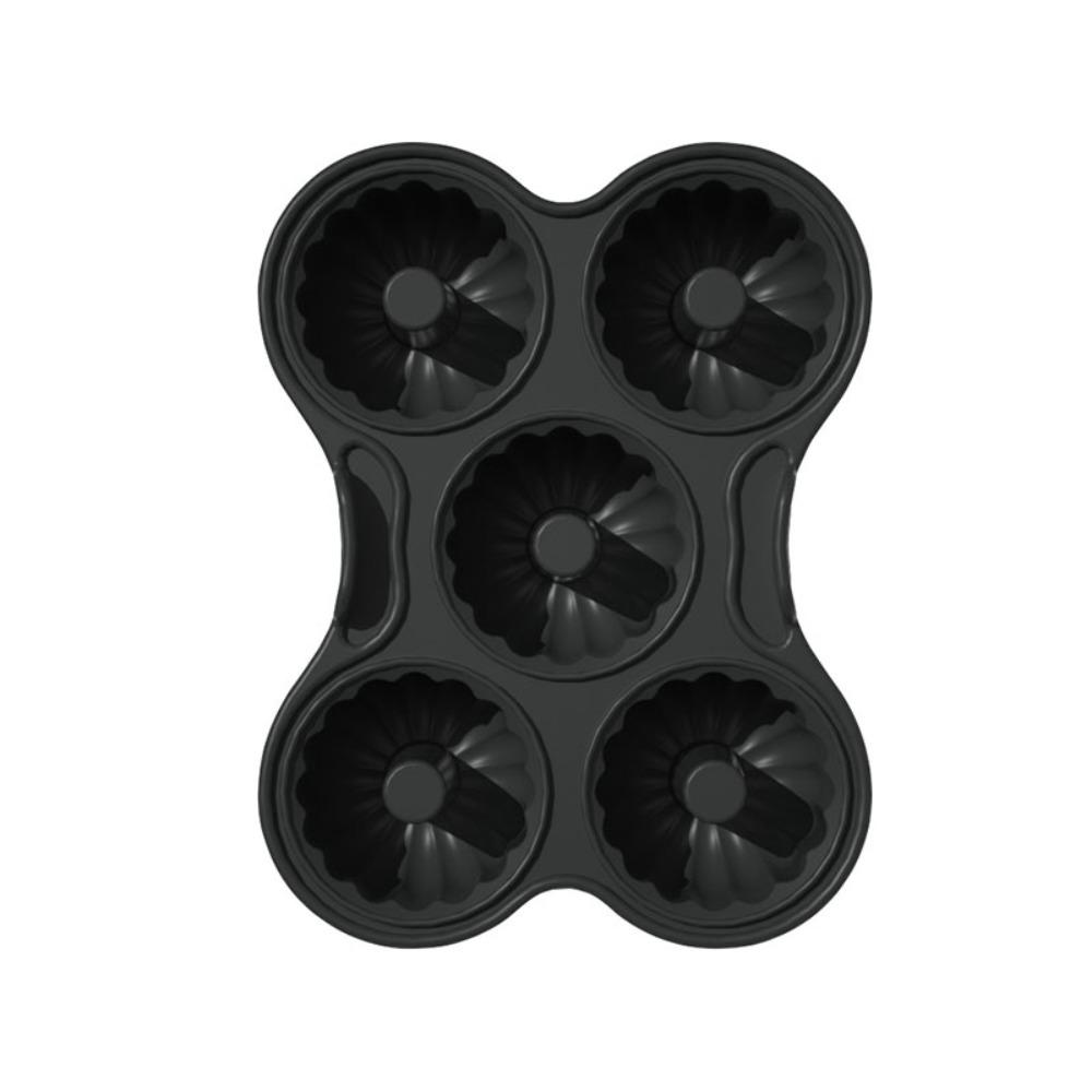 Durable Silicone Air Fryer Donut Baking Pan No Stick Heat Resistant Donut Mold 5 Hole with Handle Donut Making Tray Home