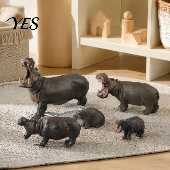 Hippo Desk Decoration Simulation Hippopotamus Figurine, Lifelike Statue Sculpture, River Horse Model Educational Toy for Decorative