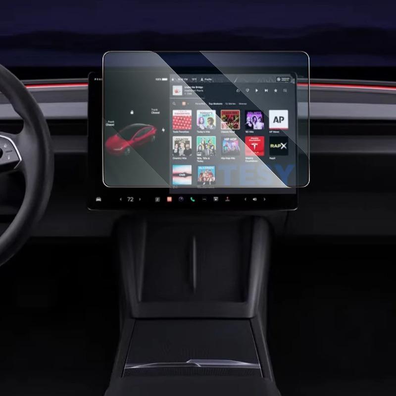 Для Tesla Новый Model Y Juniper 2025 Модель запуска Model 3 Highland 2025 Закаленное стекло Защитная пленка для экрана Полностью закрывающая Мягкая черная рамка