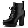 Allegra K Lace-Up Platform Boots with Thick Heels for Women, Perfect for Winter, Parties, and Halloween, Black, Size 24.5cm