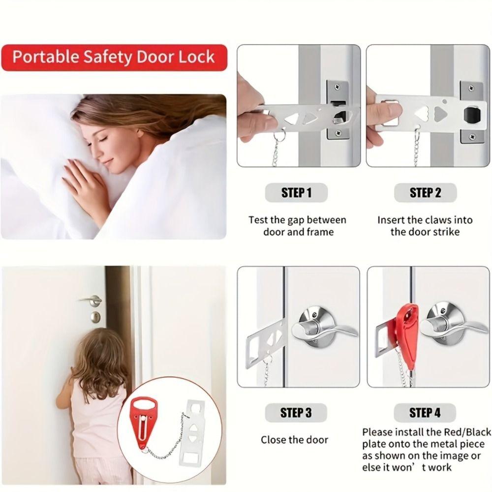 Battery-Free Portable Door Lock Metal Lock Security Door Lock Travel Door Lock  Apartment Safety