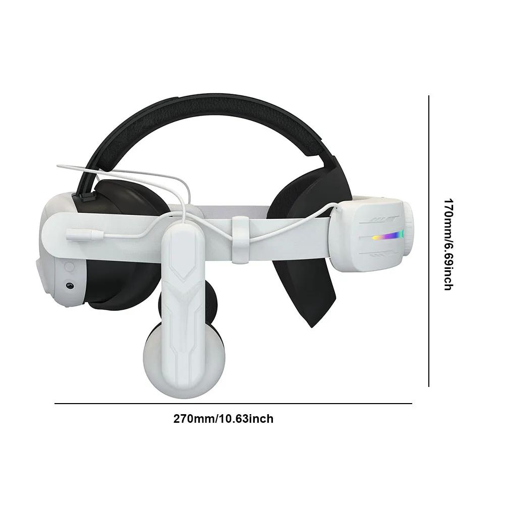 Ремешок для головы со встроенным аккумулятором 8000 мАч, RGB-подсветкой для VR-очков Meta Quest 3, Комфортный, Накладные наушники, Улучшенный звук, Elite ремешок для головы