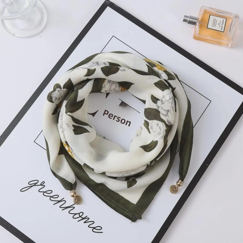 Осенне-зимний шелковый шарф в западном стиле с корейским акцентом в виде магнитного золотого шарика