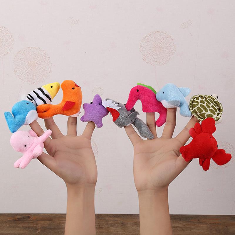 1 Set Role Play Tell Story Cloth Doll Educational Toy Cartoon Animal Family Finger Puppet Soft Plush Toys For Children Gift