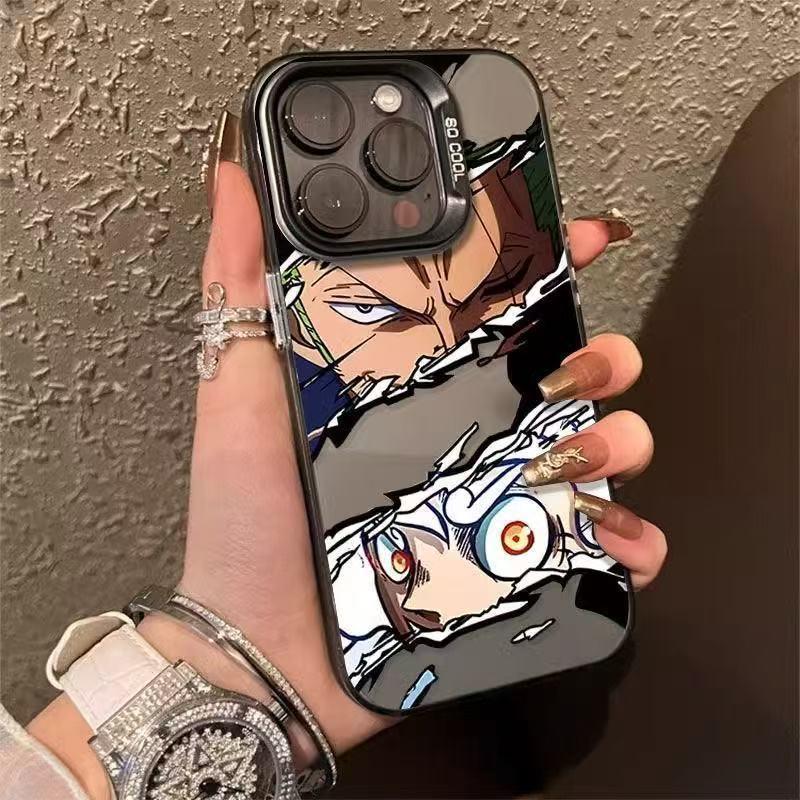Чехол для iPhone 14-17 Pro Max с Луффи и Зоро - Энергичный дизайн, японский и корейский