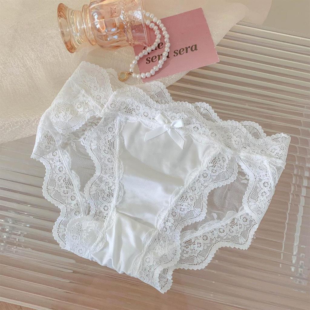Женские кружевные сатиновые сетчатые трусики с высокой посадкой - Низкая талия, Дышащая хлопковая ластовица, Сексуальные подростковые слипы