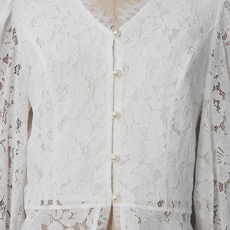 French Retro High-End Lace Shirt & Skirt Set 2026 - Women's Two-Piece Patchwork Suit