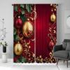 2pcs Set of Festive Christmas Curtains with Red Green Ornaments Digital Printed, Rod Pocket Design for Living Room Bedroom Decor