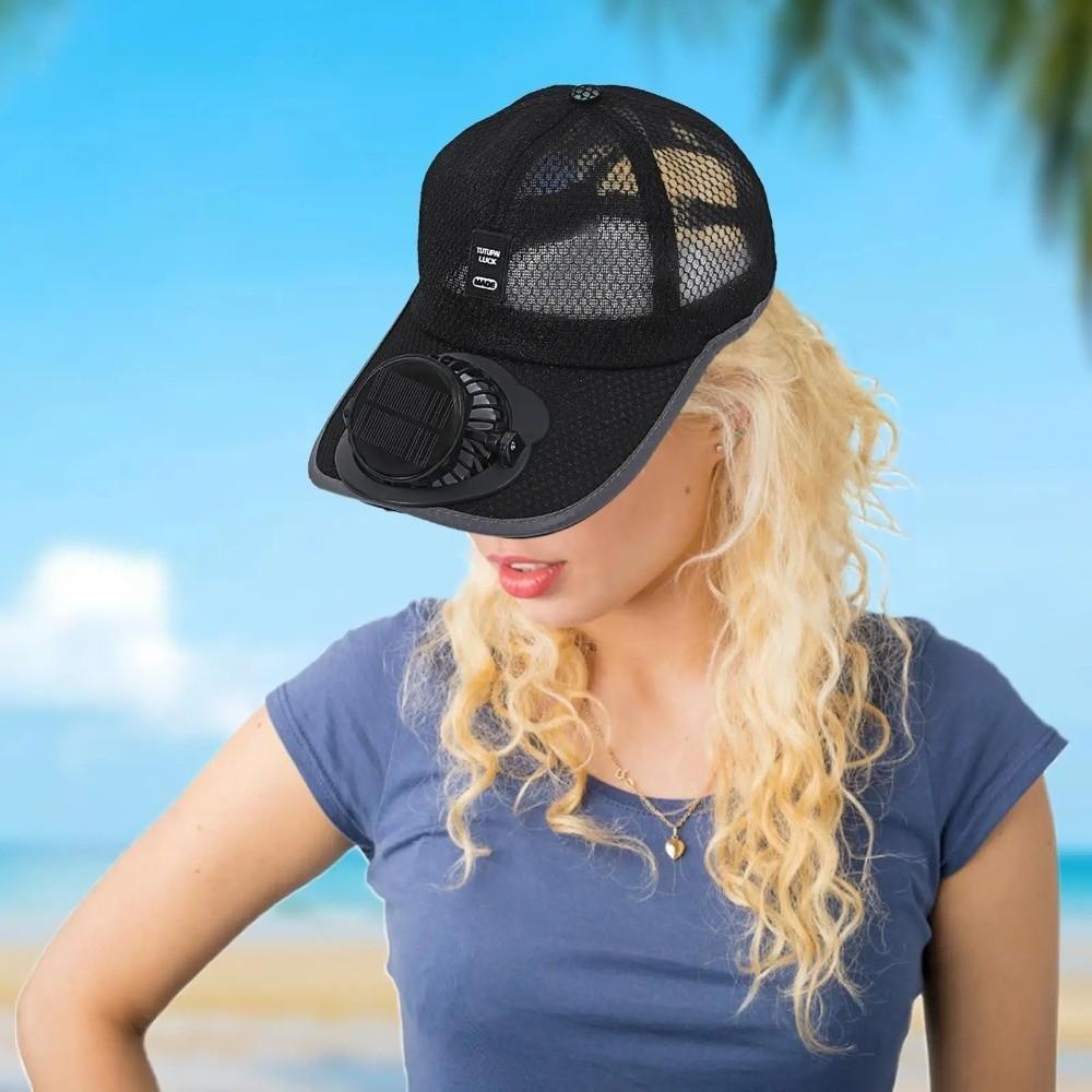 UV Protection Baseball Cap with Fan Sun Protection Breathable Mesh Sun Hat  Outdoor Travel