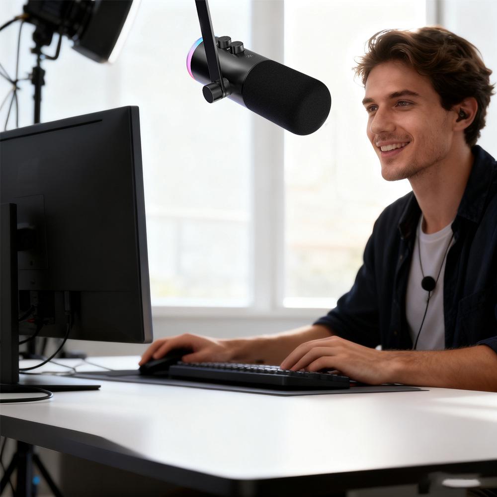 DM9 RGB USB Microphone for Gaming, Streaming, and Recording - Dynamic XLR for PC and Phone
