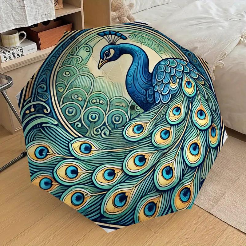 1pc Peacock Feather Artwork Umbrella with Plastic Handle,Suitable for All Seasons Home Travel Outdoor UmbrellaDD1722