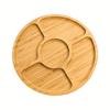 Bamboo Snack Tray with Dividers 5 Compartment Serving Plate for Fruit, Candy, Party