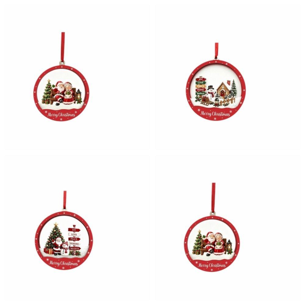 Flowing Snow Christmas Tree Ornaments Snowman House Xmas Hanging Pendant Transparent Acrylic Santa Claus Christmas Decorations