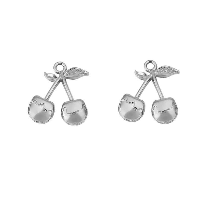 5pcs PVD Stainless Steel Necklace Charms Beads Lot Never Fade Cherry Charms for Diy Bracelet Earrings Findings Jewelry Making
