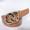 Двойной круг персонализированный ремень с кнопкой из искусственной кожи женский декоративный ремень для джинсов