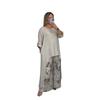 Women's Set Casual Cotton and Linen Irregular Top Printed Wide-leg Belt Pocket Set
