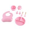 8 Pcs Silicone Baby Feeding Set Bib Suction Plate Bowl Fork Spoon Straw Cup Baby Weaning Feeding