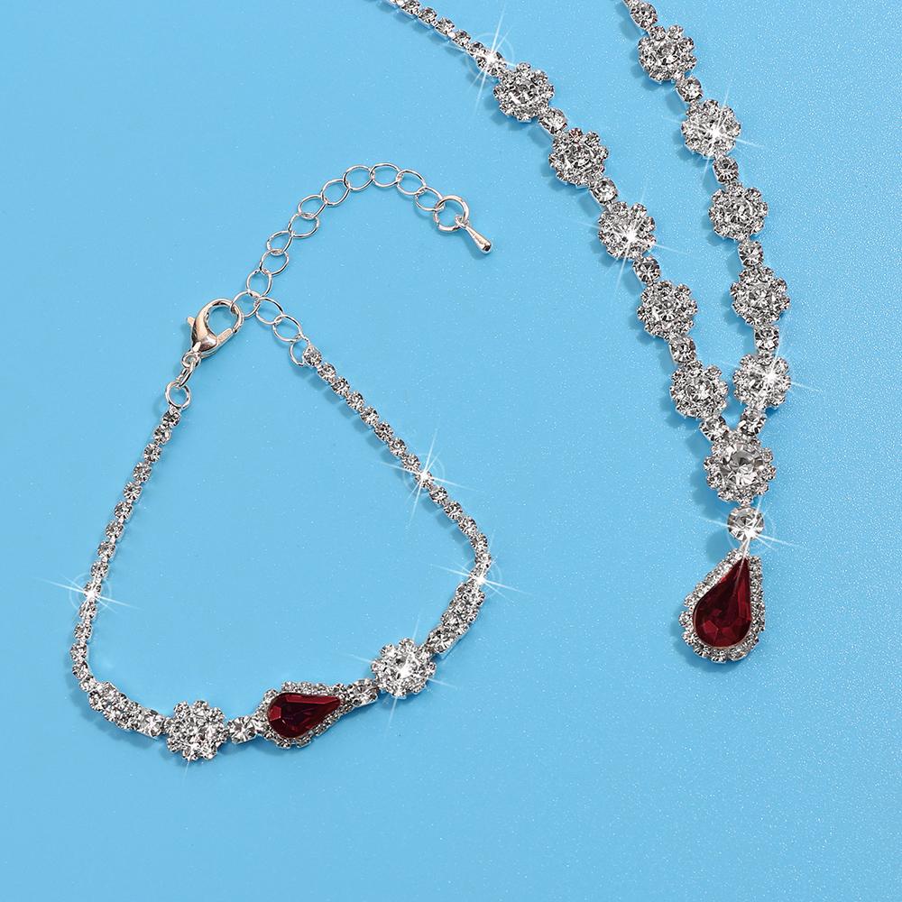 3Pcs Brilliant Cubic Zircon Necklace Set For Women Rhinestone Earring Bracelet Set Wedding Bridal Jewelry Sets Party Accessories