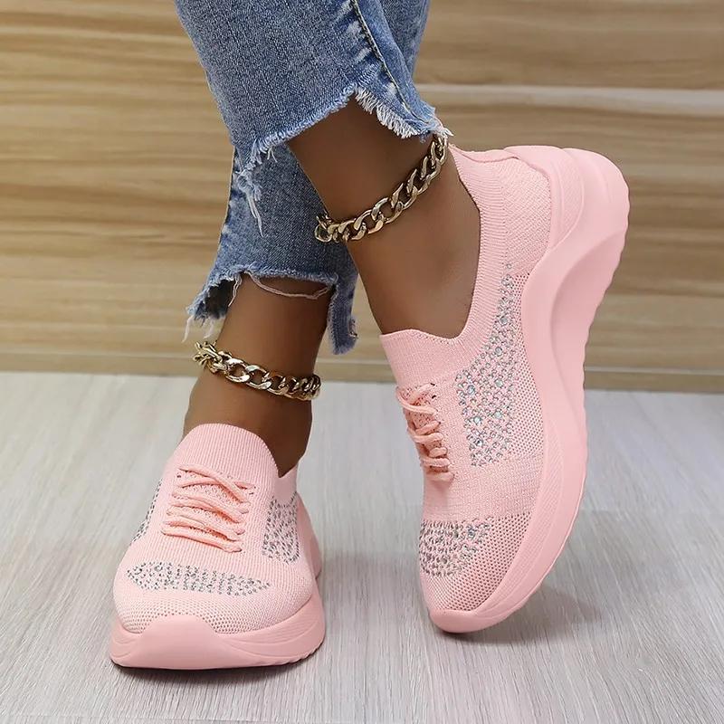 Fashion Spring 2024 Women Sneakers Breathable Casual Socks Shoes Lace Up Ladies Shoes Female Students Vulcanized Shoes Zapatos Mujer90
