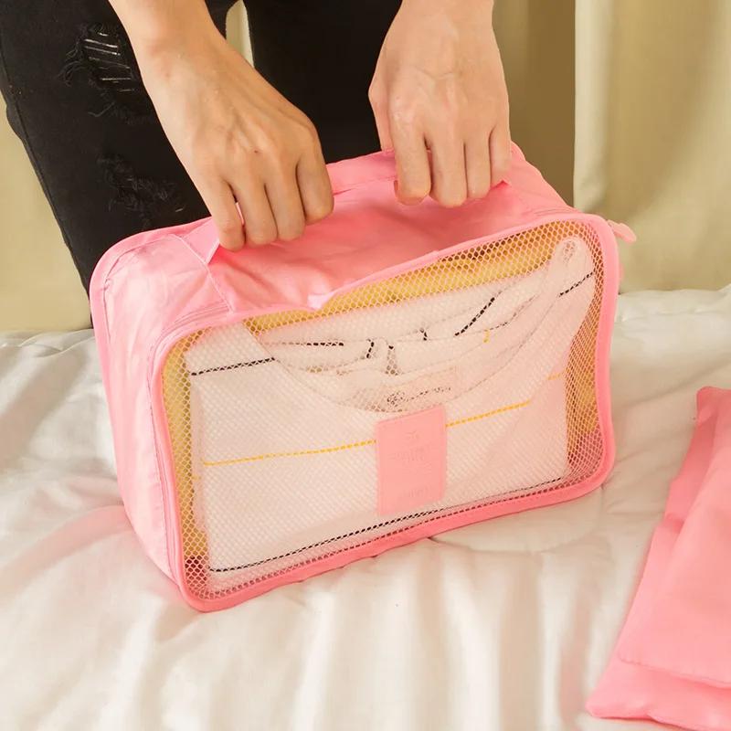 6-piece/set Travel Storage Bag Portable Large Capacity Waterproof Luggage Compartment Clothing Underwear Storage Bag with Zipper
