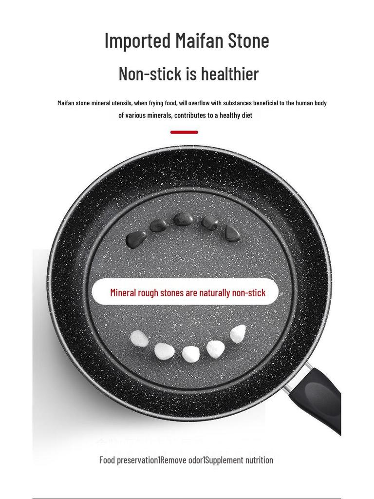 Non-stick Medical Stone Frying Pan for Omelettes, Pancakes, and Steaks - Suitable for Induction and Gas Stoves