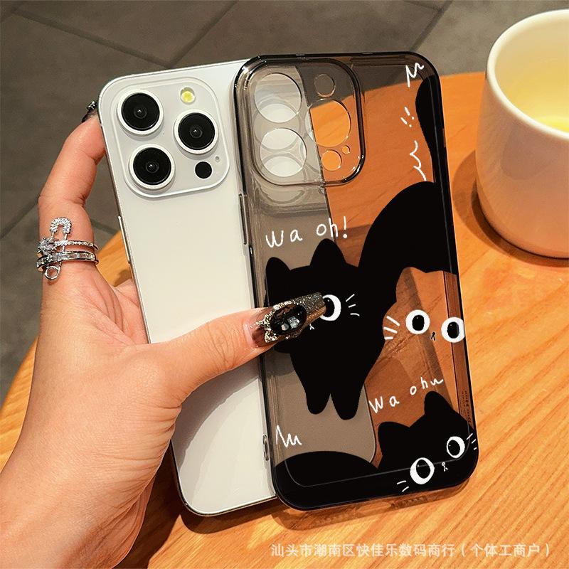 Забавный Чехол для iPhone с Кошкой, Защитный: Прозрачный чехол для iPhone 15/16, 11/12/13/14 Pro Max