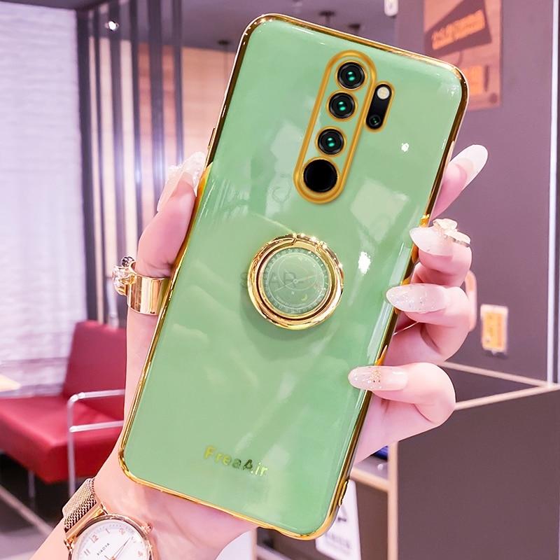 Роскошный зеркальный чехол с кольцом-держателем для Xiaomi Redmi Note 8 Pro Note8 T 8t 8pro 9 9T K40 K30, мягкая силиконовая задняя крышка с покрытием-подставкой