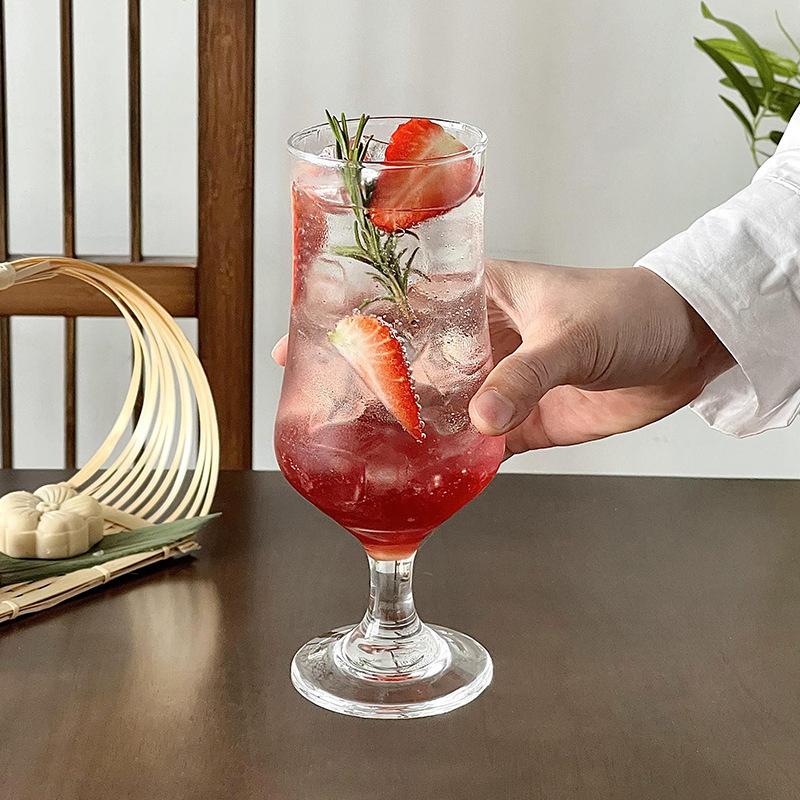 Ретро стеклянный бокал прозрачный красный винный стаканчик виски коктейль летняя кухня кофе посуда подарок на свадьбу