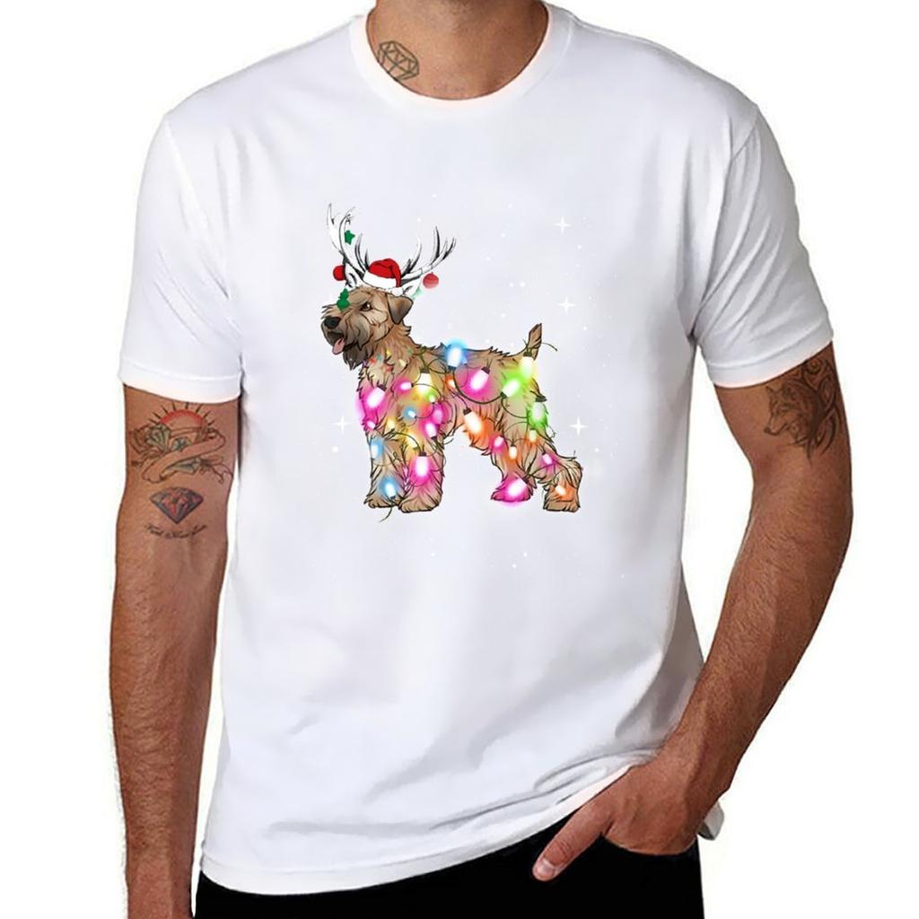 Christmas Lights Soft Coated Wheaten Terrier Dog T-Shirt man t shirt graphic t shirts for man cotton T-Shirt