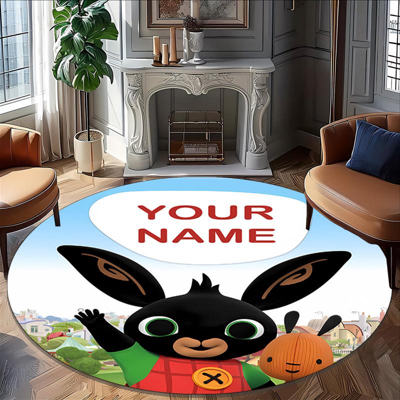 Customizable B-Bing Bunny3 Round Non-Slip Carpet - Ideal for Garden, Picnic, Office, Perfect for Decoration, Suitable For All Seasons