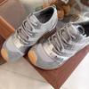Нишевый дизайн серебристые туфли Dexun 2025 новая корейская версия весна и осень удобные повседневные кожаные спортивные туфли на шнуровке женские
