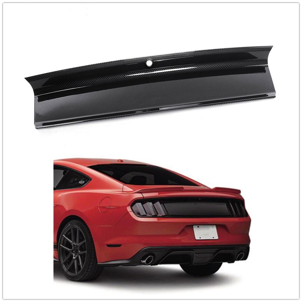 Декоративная накладка на крышку багажника для Ford Mustang 2015 2016 2018-2023, под карбон/глянцевый черный, защитная накладка на задний бампер