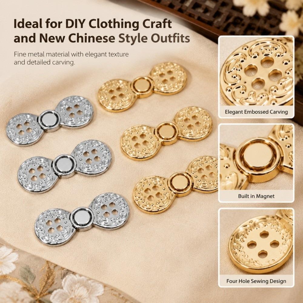 Four Hole Metal Frog Fastener Metal Frog Fastener Closures Ornate Cheongsam Snap Clasp For Qipao