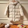 Детская теплая длинная куртка из высококачественного хлопка с белым утиным пухом