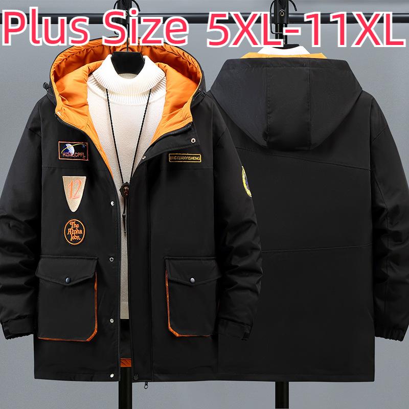Plus Size Men's Cotton Clothes Fat Man Winter Thickened Warm Casual Cotton Coat Jacket Fat Man Loose Cotton Jacket 5XL-11XL