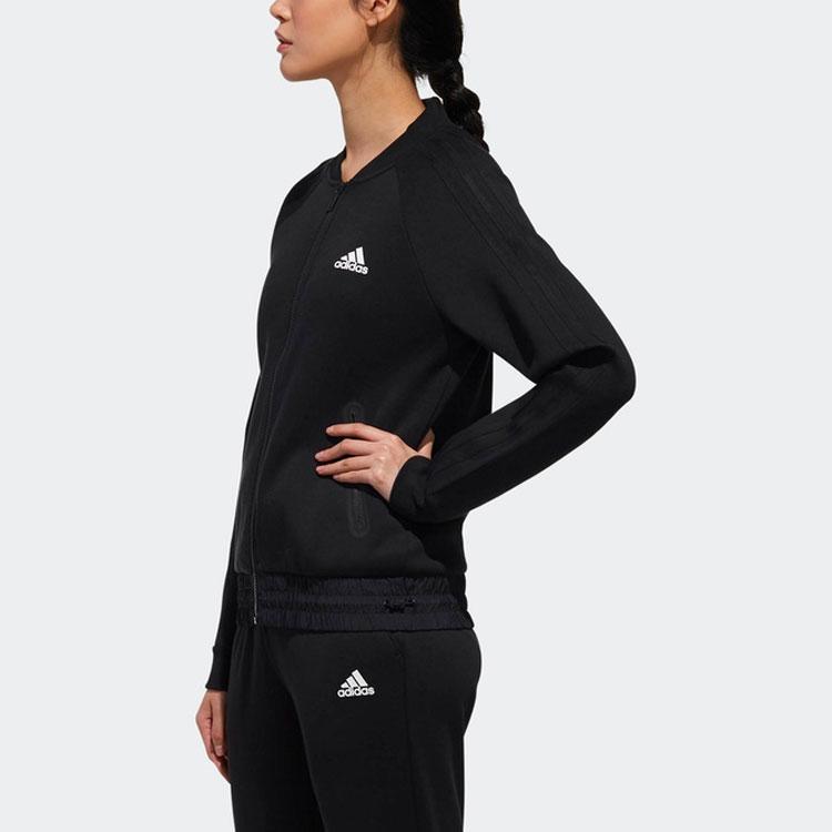 Adidas Bomber Knit Training Windbreaker Jacket Women Outerwear Black DW4568