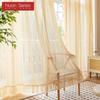 1 шт. Серия Nuan Бежевый Тюль Французский Ретро Жаккард Рюши Прозрачная Занавеска для Гостиной Спальни Балкона Окна Домашний Декор