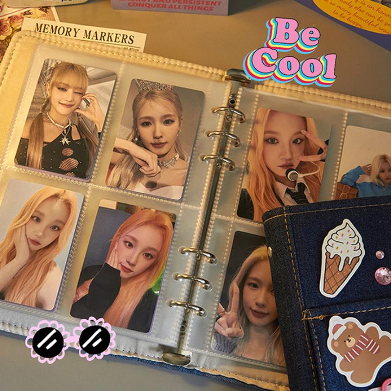 Retro A5 Kpop Binder Demin Photocard Holder Idol Photo Album Photocards Collect Book with 20pcs Inner Pages No Sticker Cute Stationery