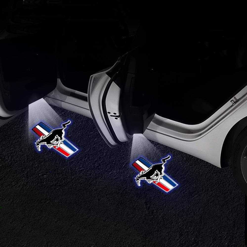 ugsbf6 2PCS Car HD Induction Lamp Laser LED Welcome Light Decoration Accessory For Ford Max 2007-2008 Mondeo 2007-2013 FOCUS Mustang