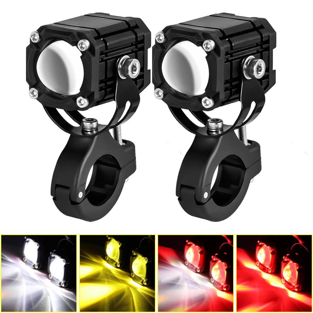 Auxiliary Motorcycle Headlight Driving Fog light Bar 12V 24V Projector Lens Spotlight LED Light Yellow white For Car/Motorcycle