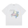 Men Women Streetwear Short Sleeve T-Shirt With Geometric Letter Print Loose Fit Cotton Tee Casual