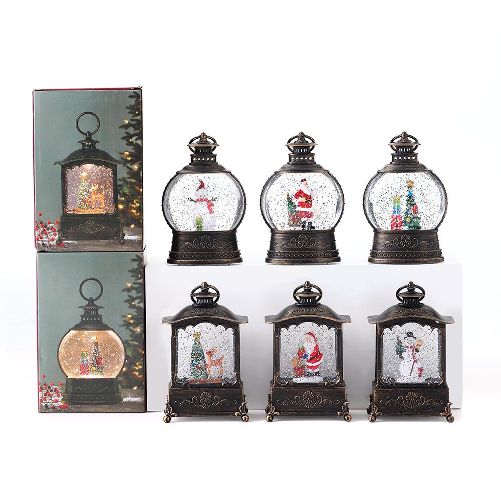 Ретро Рождественский фонарь: Светящаяся бутылка-лампа Санта-Клауса с музыкальными украшениями